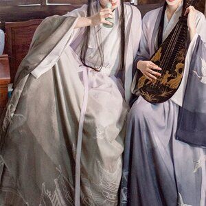 Crane Tower unisex hanfu set GRAY shirt + outer + skirt